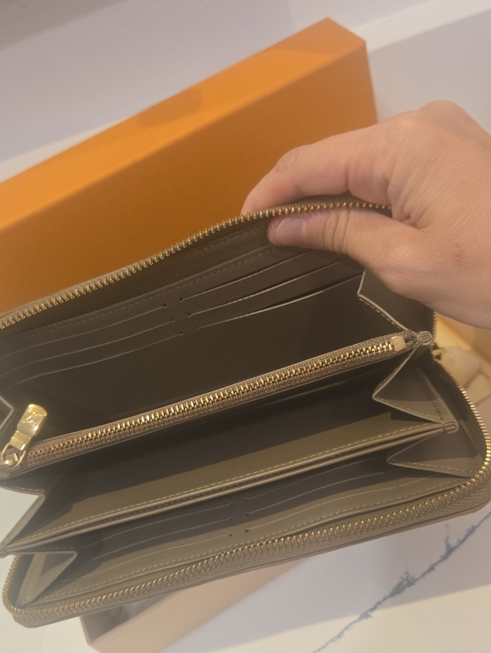 Louis Vuitton Embossed Monogram Coussins Zip-Around Wallet in Taupe, GUC - Picture 3 of 5